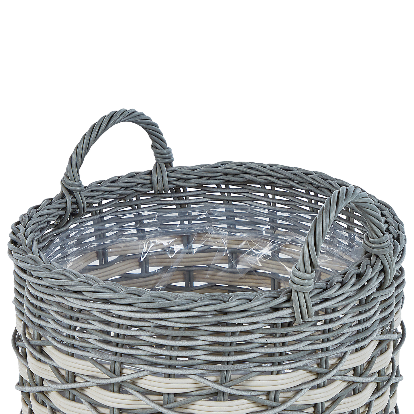 Set mit 3 Blumentöpfen GEFIRA PE Rattan 31/39/49 cm Grau