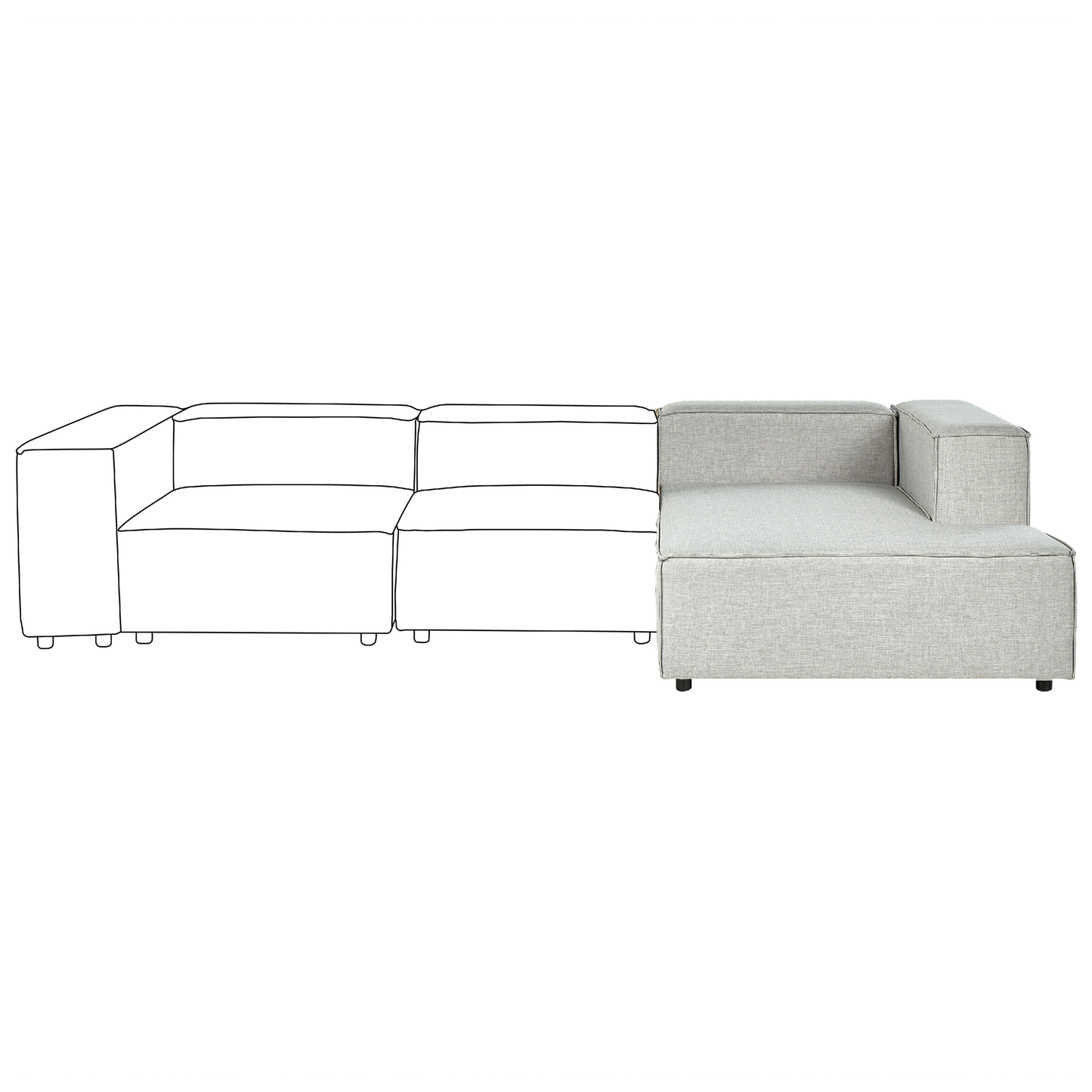 Chaiselongue Leinen hellgrau linksseitig APRICA