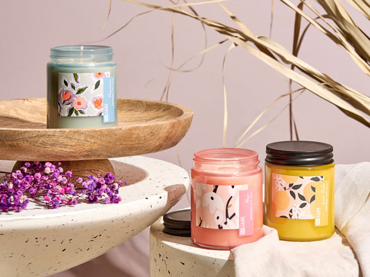 Duftkerzen 3er Set FRUITY BLOOM Sojawachs Orientalische Note Krautige Note Blumige Note