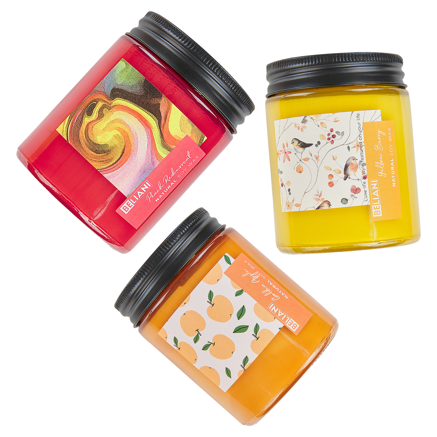 Duftkerzen 3er Set FRUITY BLOOM Sojawachs Fruchtige Note
