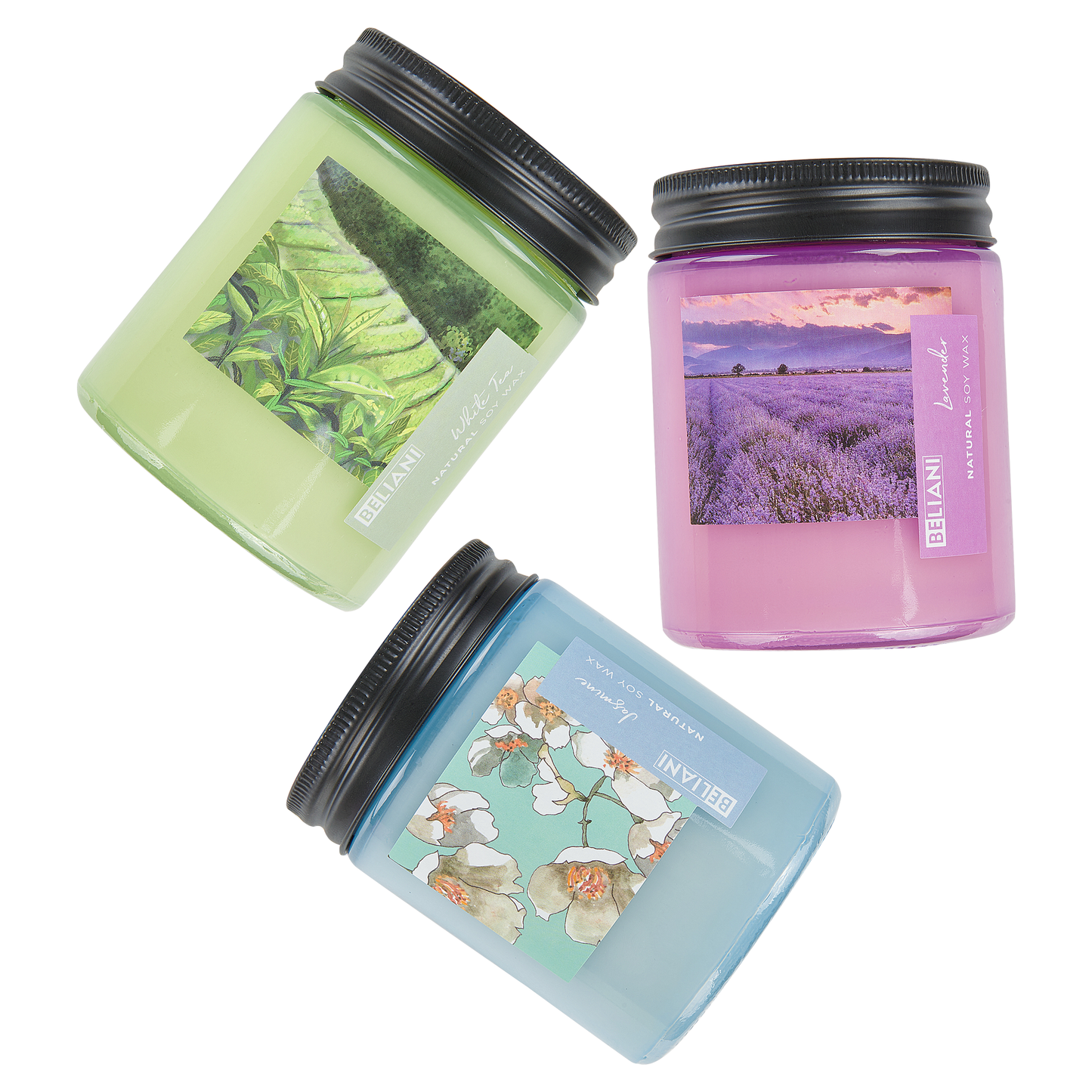 Duftkerzen 3er Set FRUITY BLOOM Sojawachs Frische Note Blumige Note