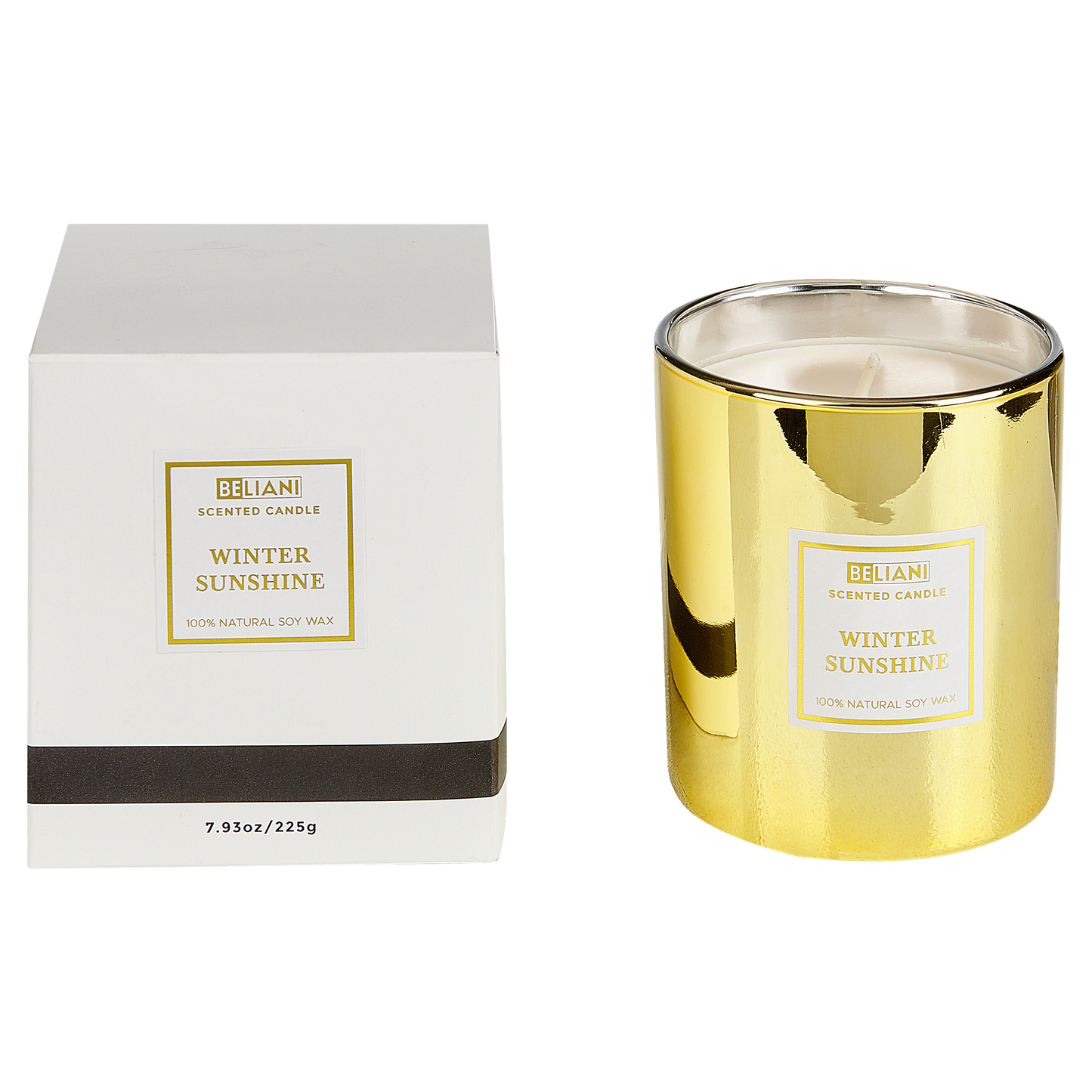 Duftkerze 3er Set Sojawachs Apfelkuchen / Jasmin / Wintersonne METALLIC GLAMOUR