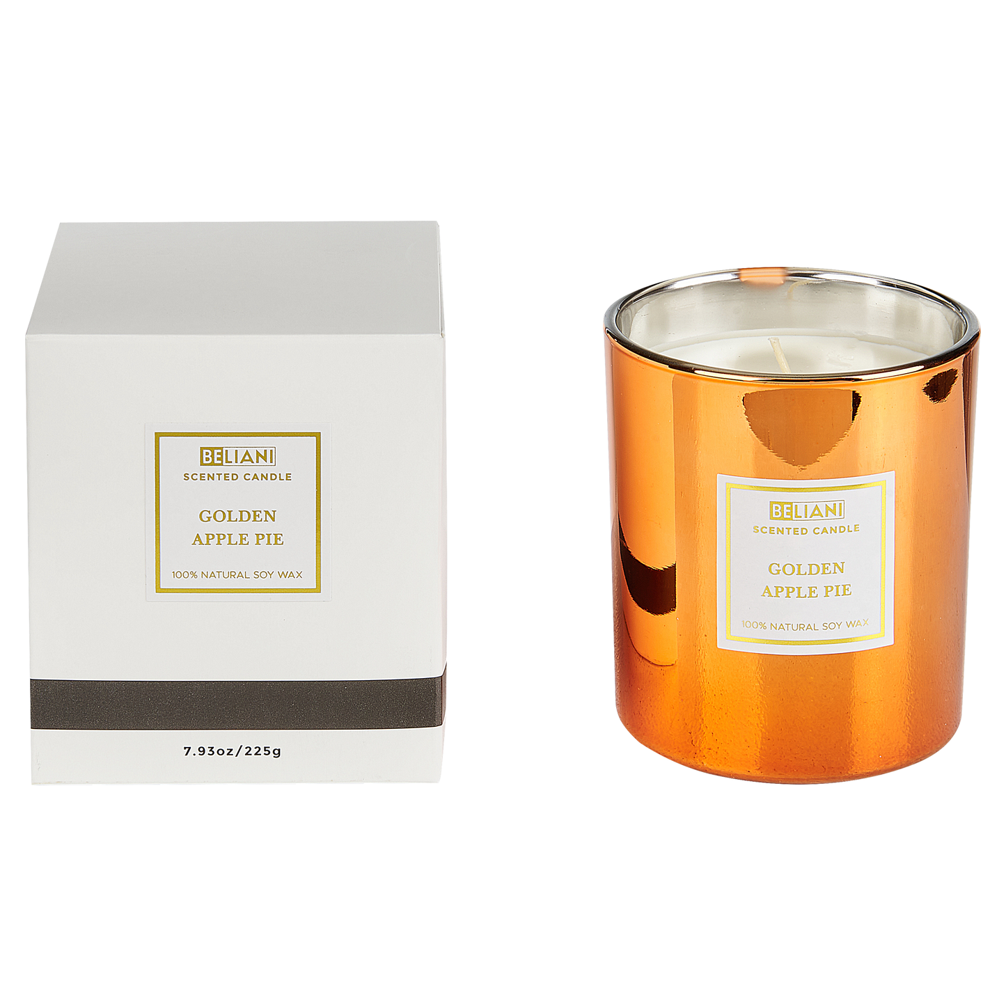 Duftkerze 3er Set Sojawachs Apfelkuchen / Jasmin / Wintersonne METALLIC GLAMOUR