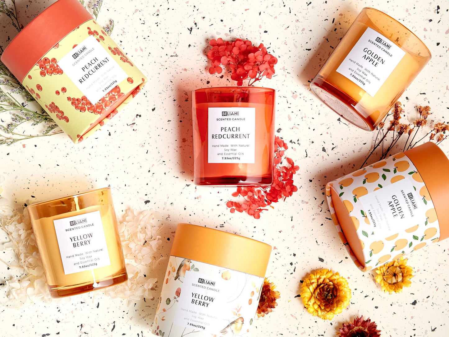 Duftkerzen 3er Set COLORFUL BARREL Sojawachs Fruchtige Note