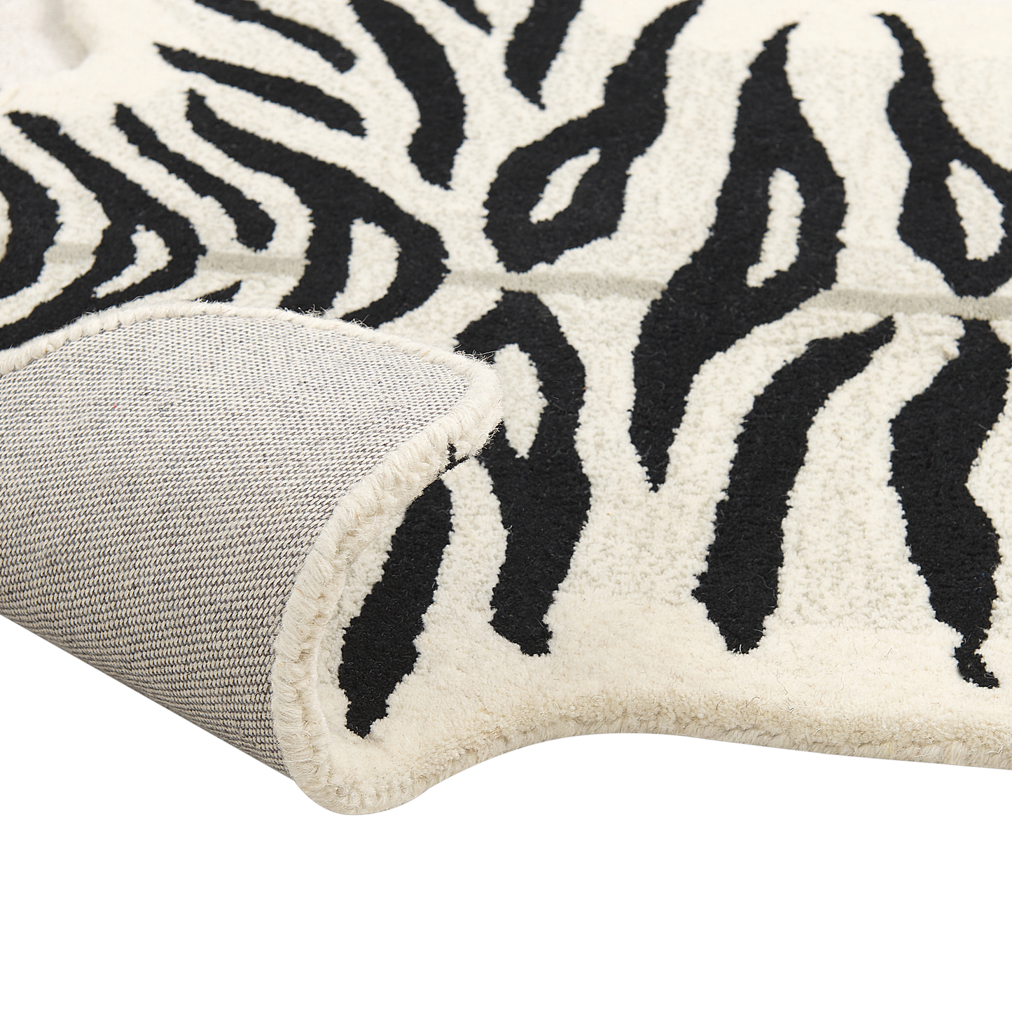 Kinderteppich Wolle weiss / schwarz 100 x 160 cm Tigermotiv SHERE