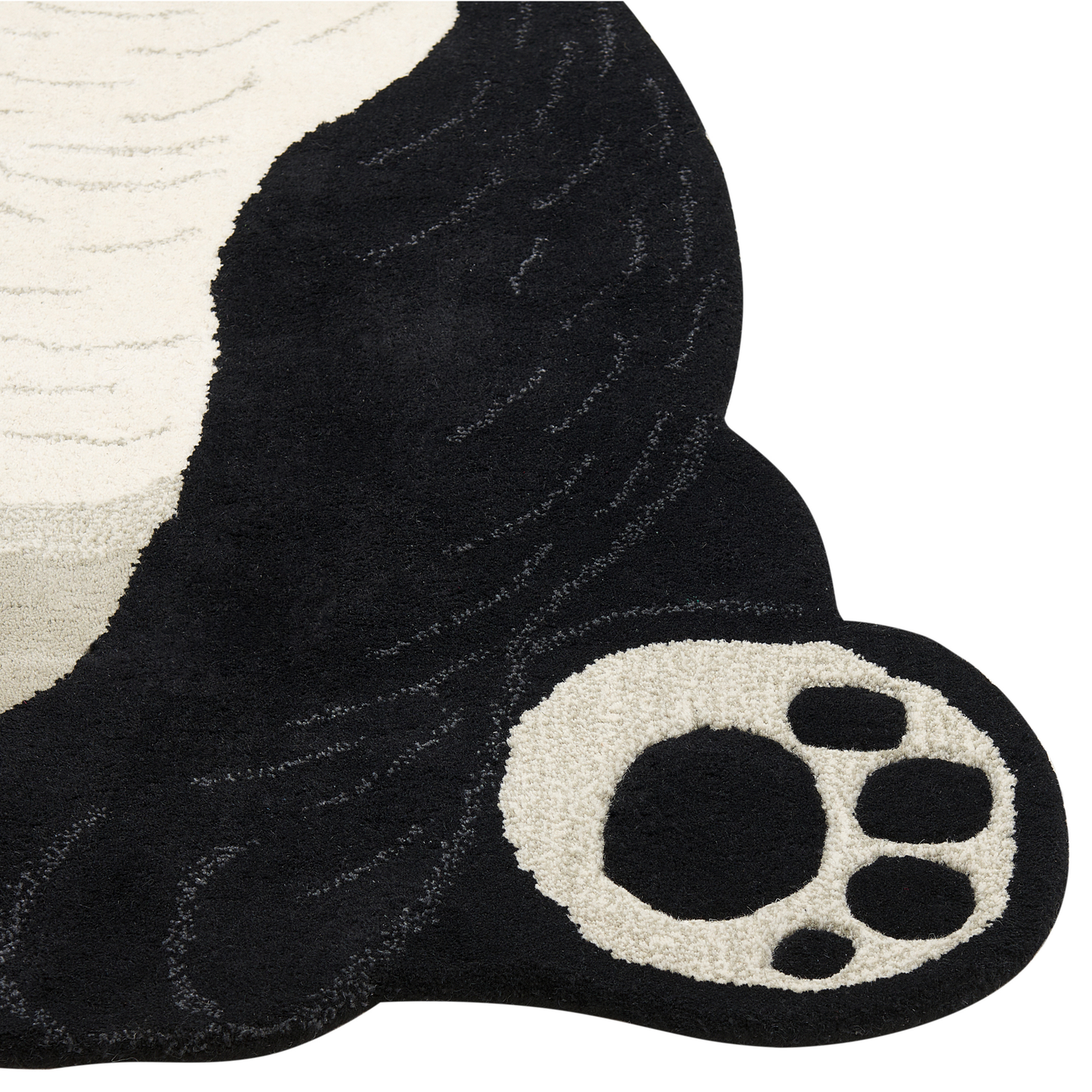 Kinderteppich Wolle schwarz / weiss 100 x 160 cm Pandamotiv JINGJING