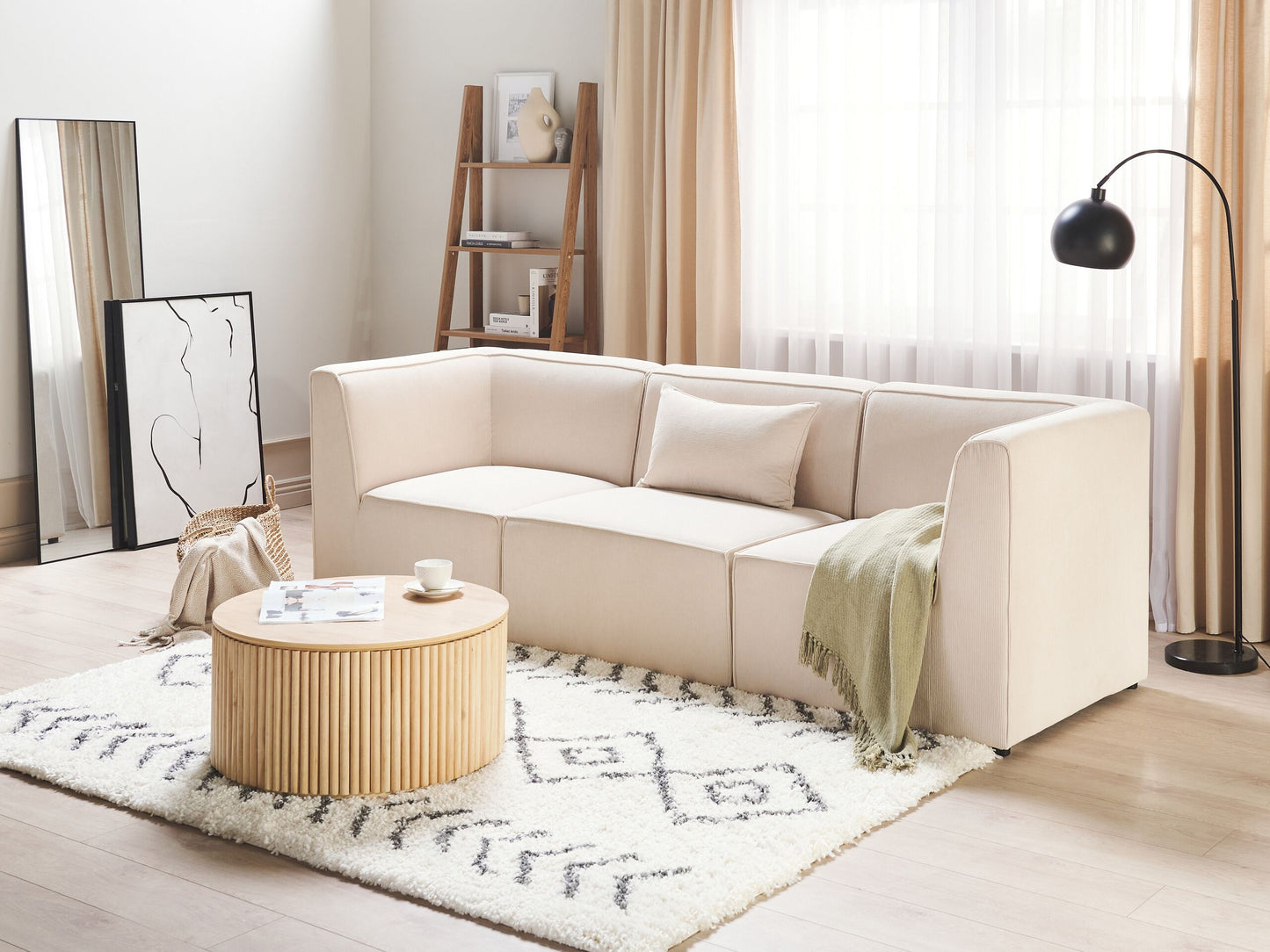 3-Sitzer Sofa Cord hellbeige LEMVIG