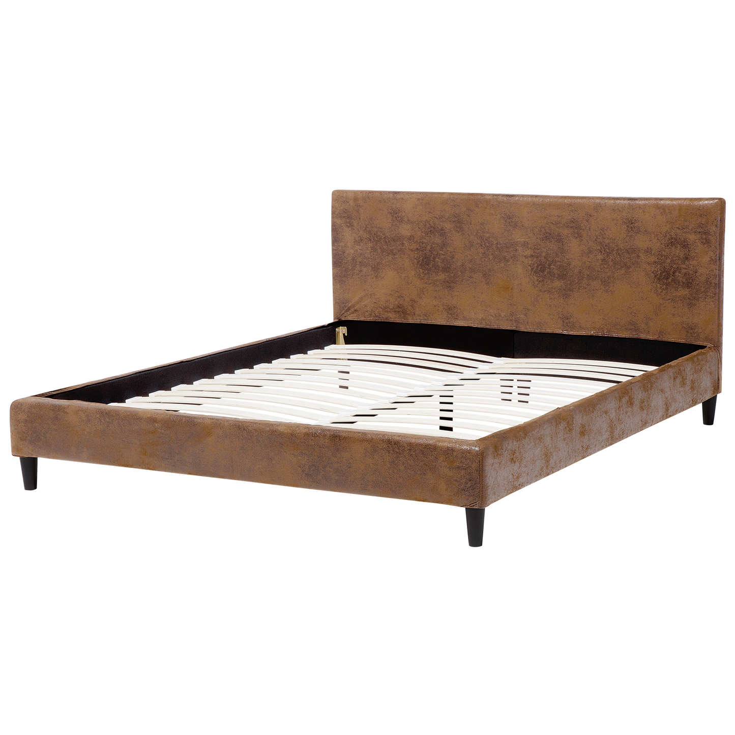 Bett mit Lattenrost Kunstleder FITOU 160 x 200 cm Braun