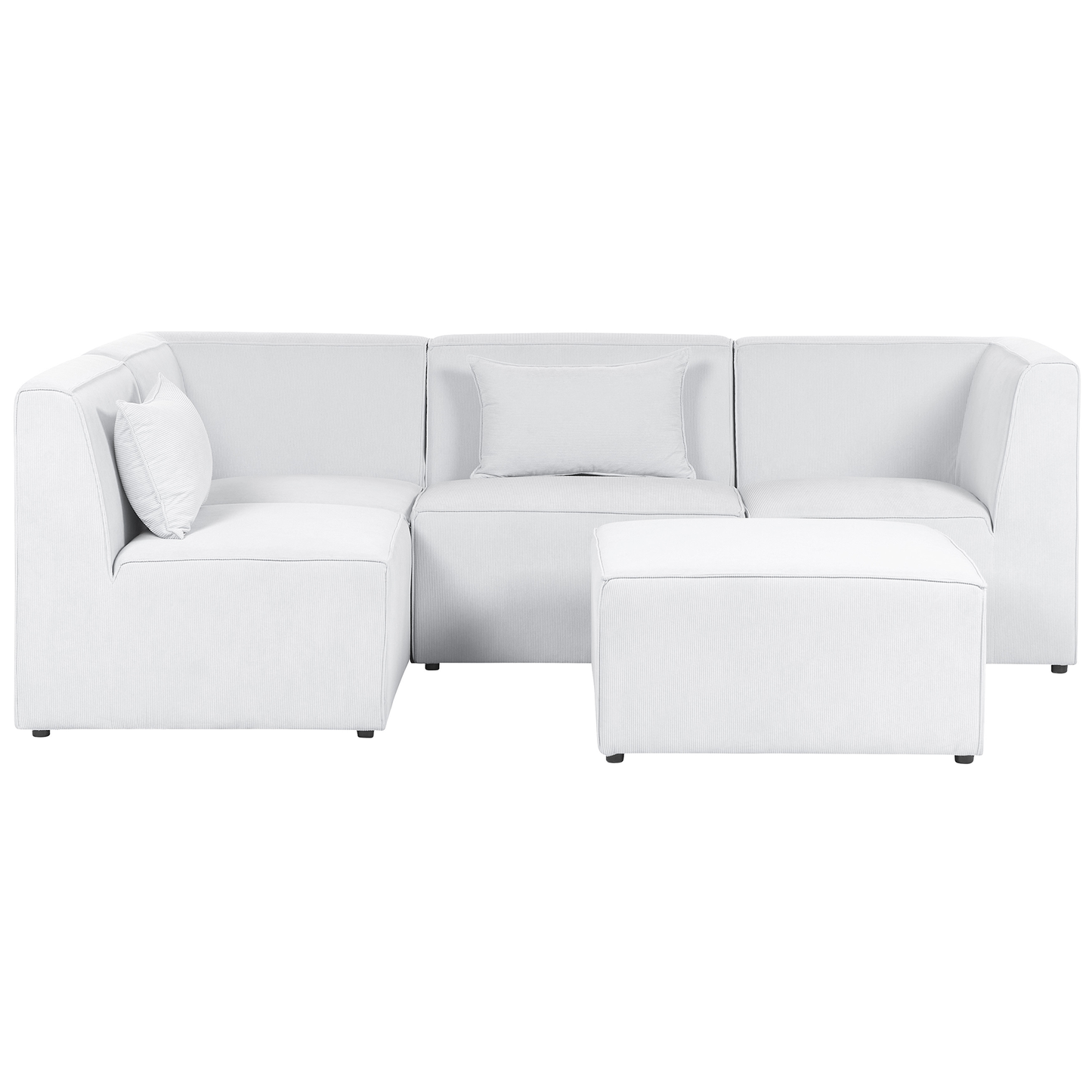 4-Sitzer Ecksofa Cord cremeweiss rechtsseitig mit Ottomane LEMVIG