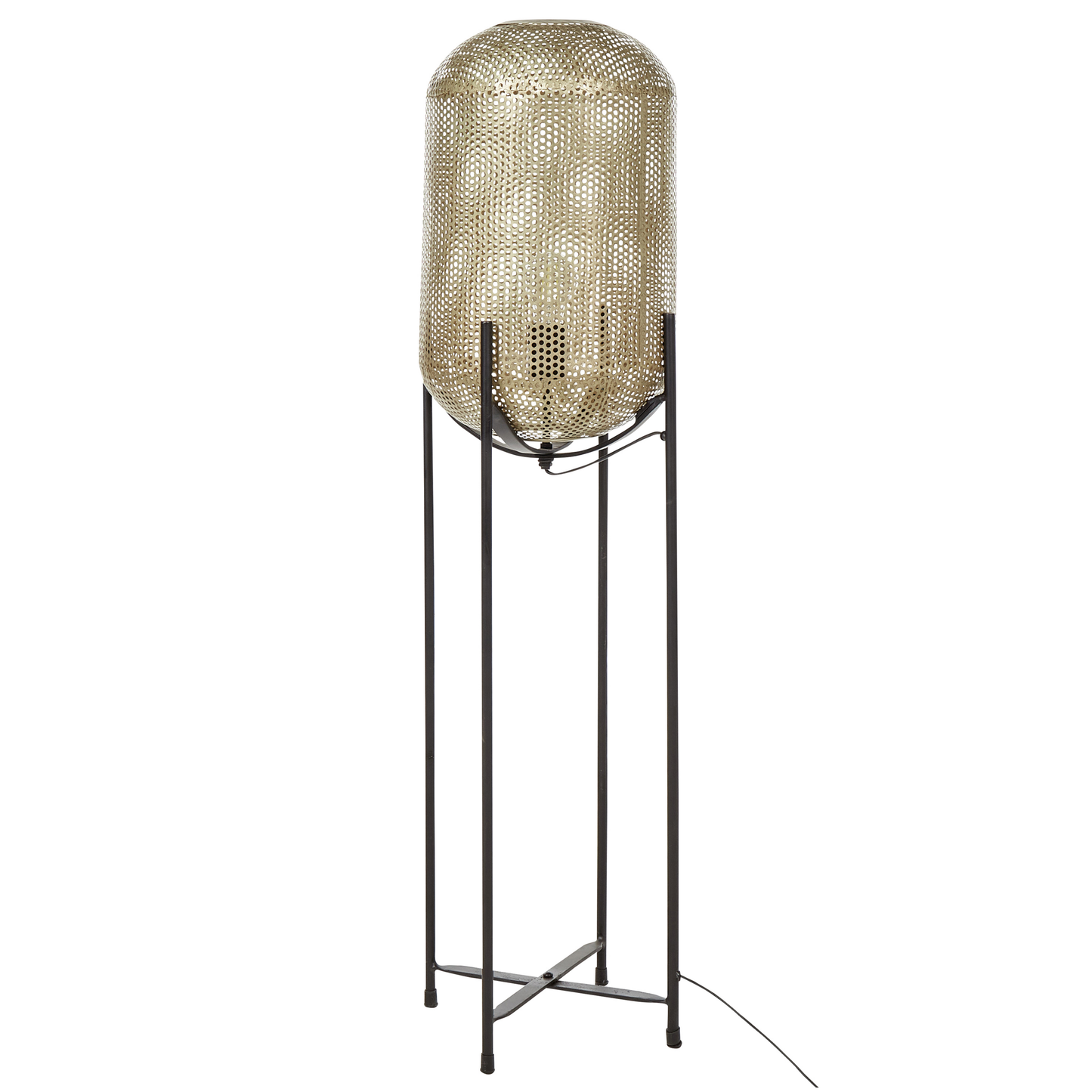 Stehlampe Metall messing / schwarz 107 cm oval Gitter-Design KAMINI