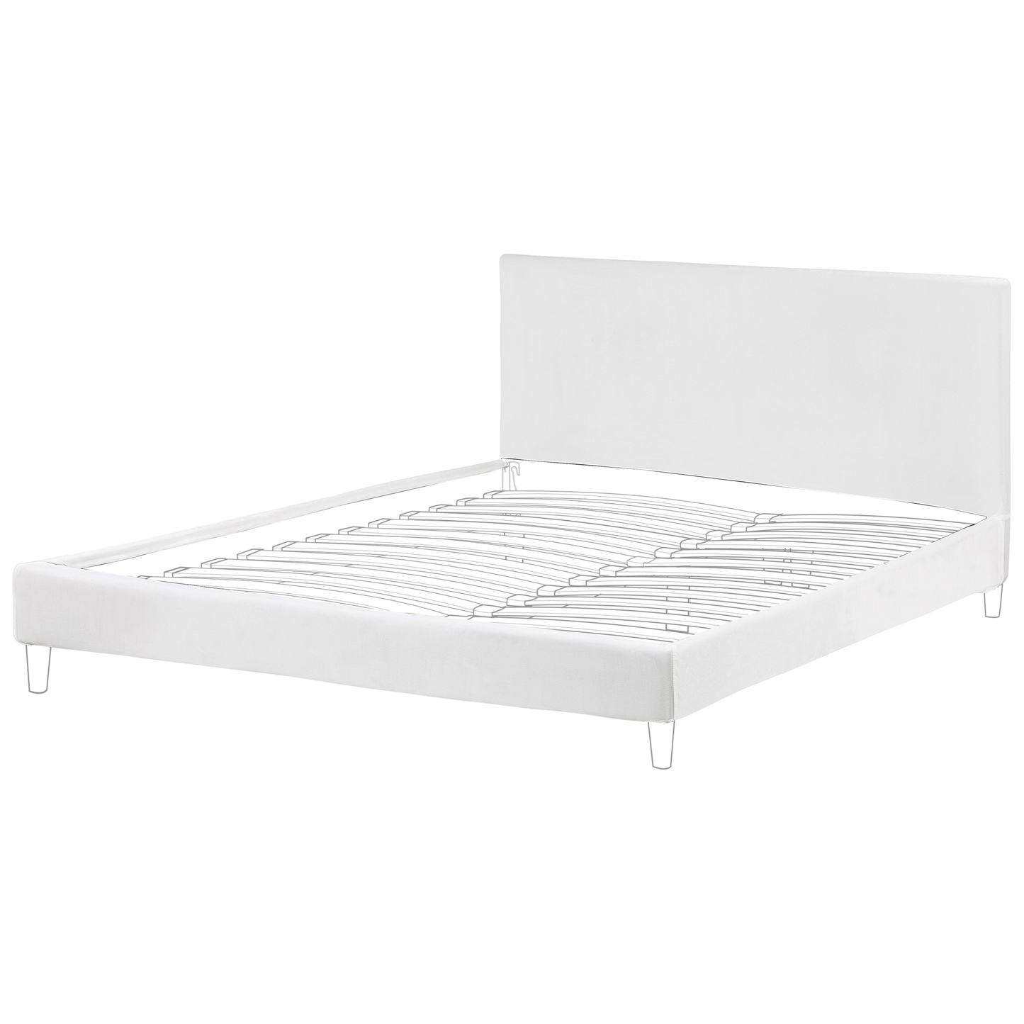 Bettrahmenbezug Samtstoff FITOU 180 x 200 cm Weiss