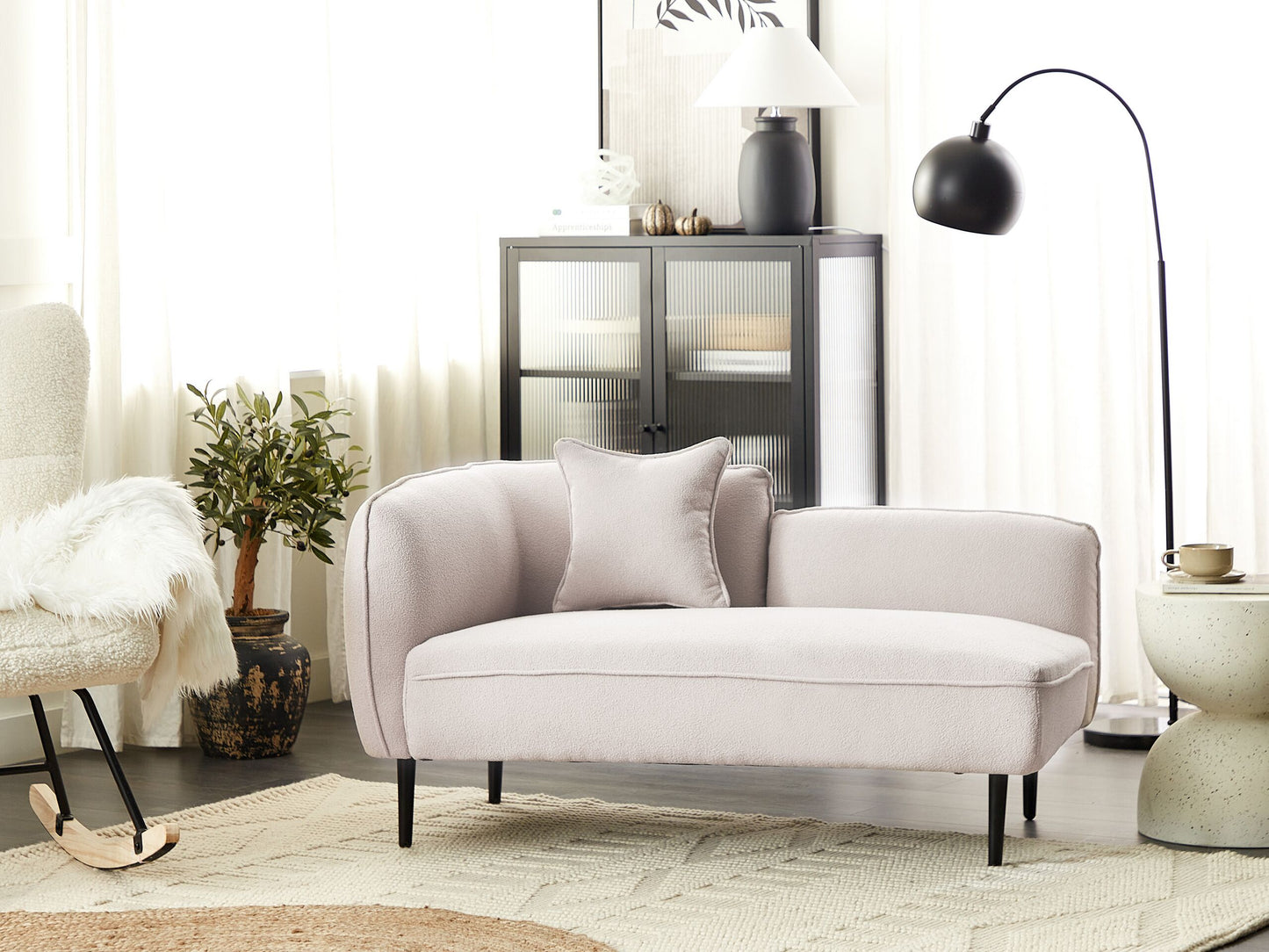 Chaiselongue Bouclé hellbeige linksseitig CHEVANNES