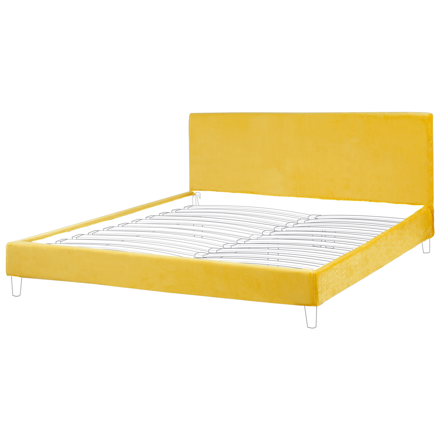 Bettrahmenbezug Samtstoff FITOU 180 x 200 cm Gelb