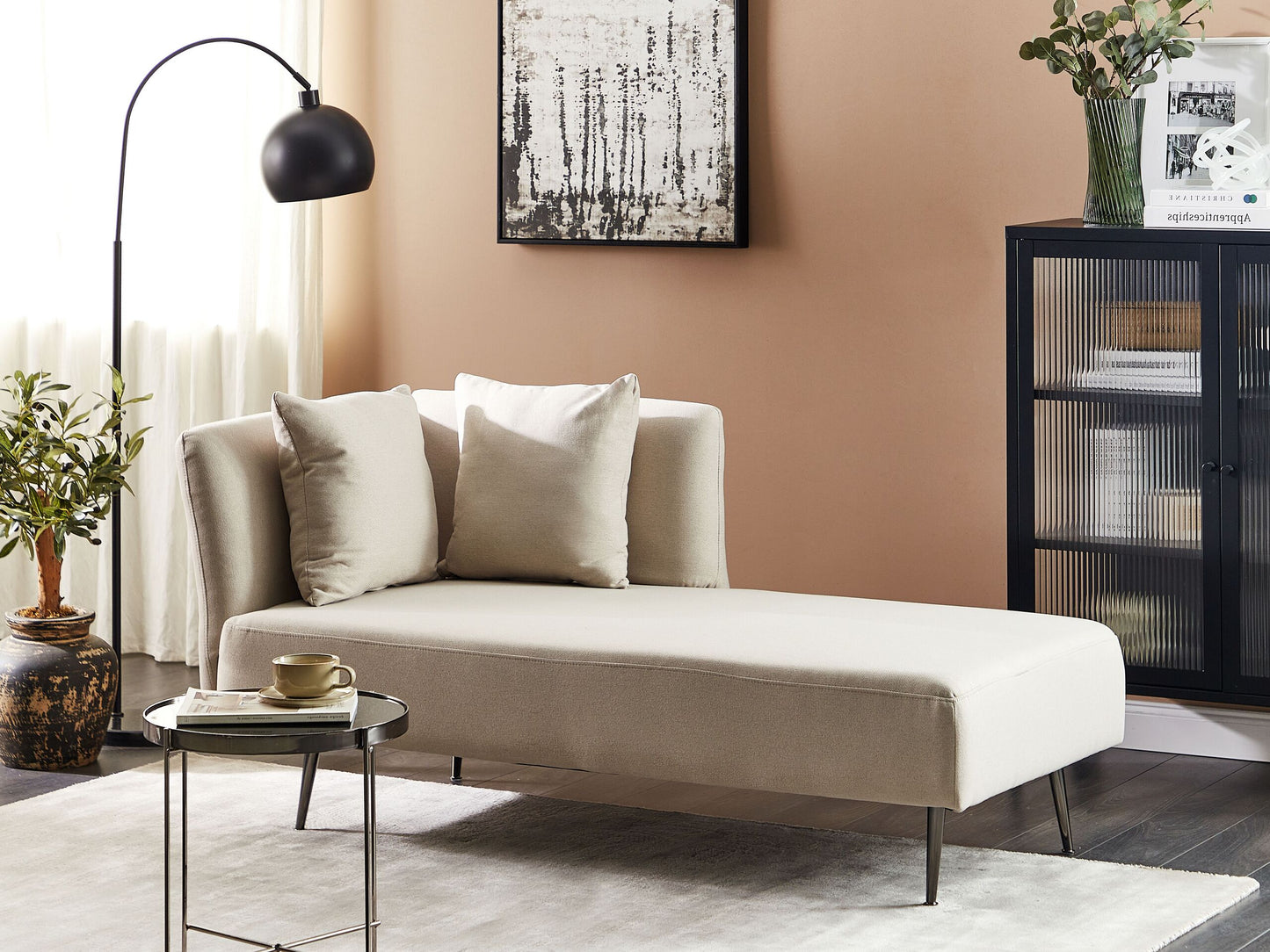 Chaiselongue Polsterbezug beige linksseitig RIOM