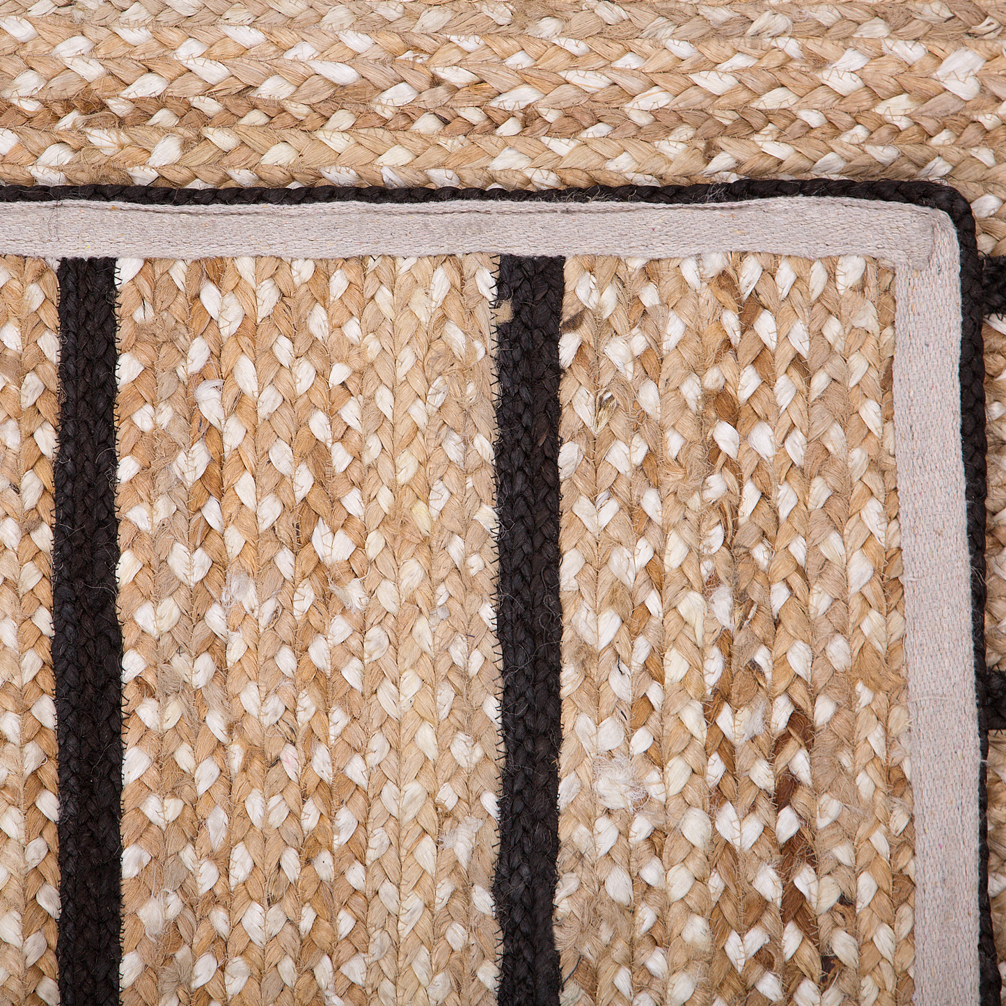 Teppich Jute-Baumwolle schwarz/beige 140 x 200 cm Kurzflor KARADONA