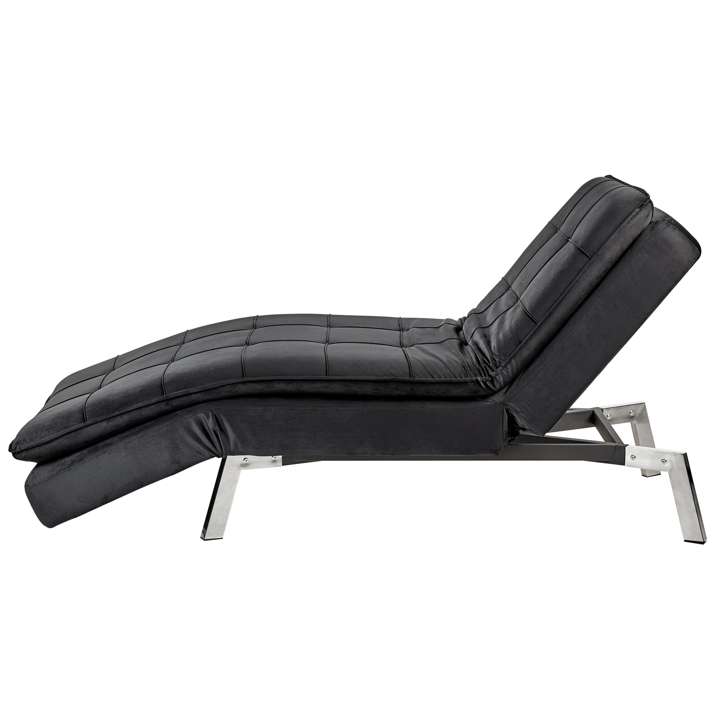 Chaiselongue Samtstoff schwarz verstellbar LOIRET
