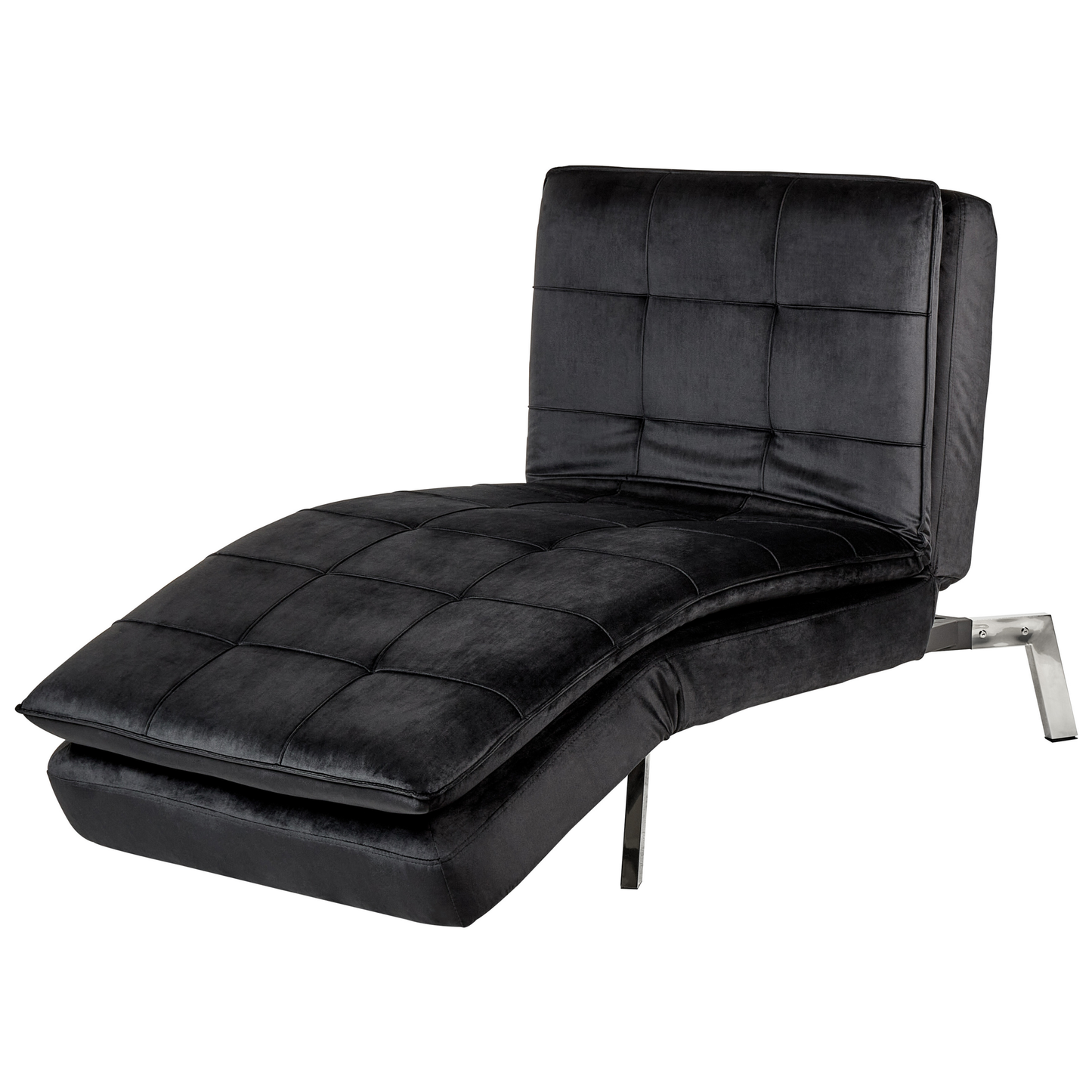 Chaiselongue Samtstoff schwarz verstellbar LOIRET
