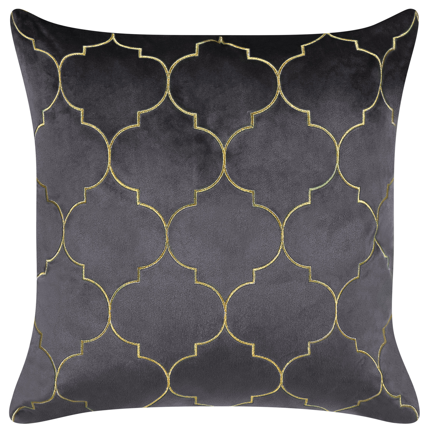 Dekokissen 2er Set ALYSSUM Samtstoff 45 x 45 cm Grau Marokkanisches Muster