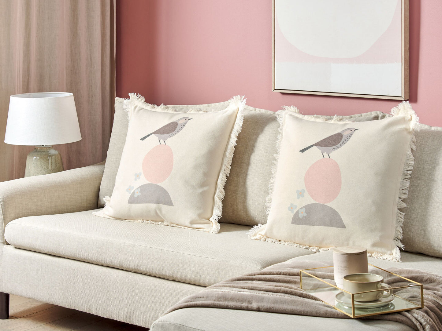 Dekokissen 2er Set WATTLE 60 x 60 cm Hellbeige Tiermuster