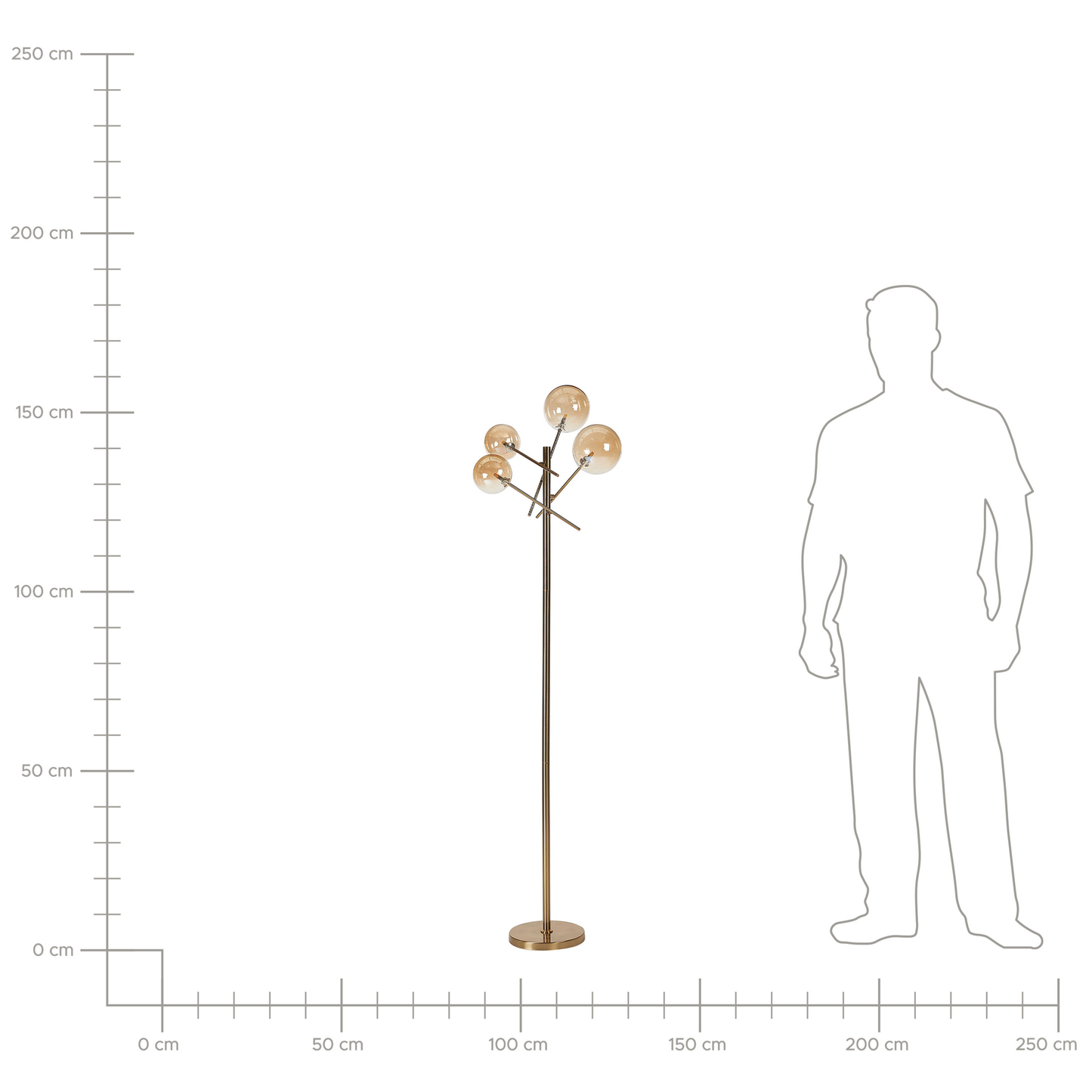 Stehlampe Rauchglas gold 4-flammig 157 cm Kugelform TAMESI