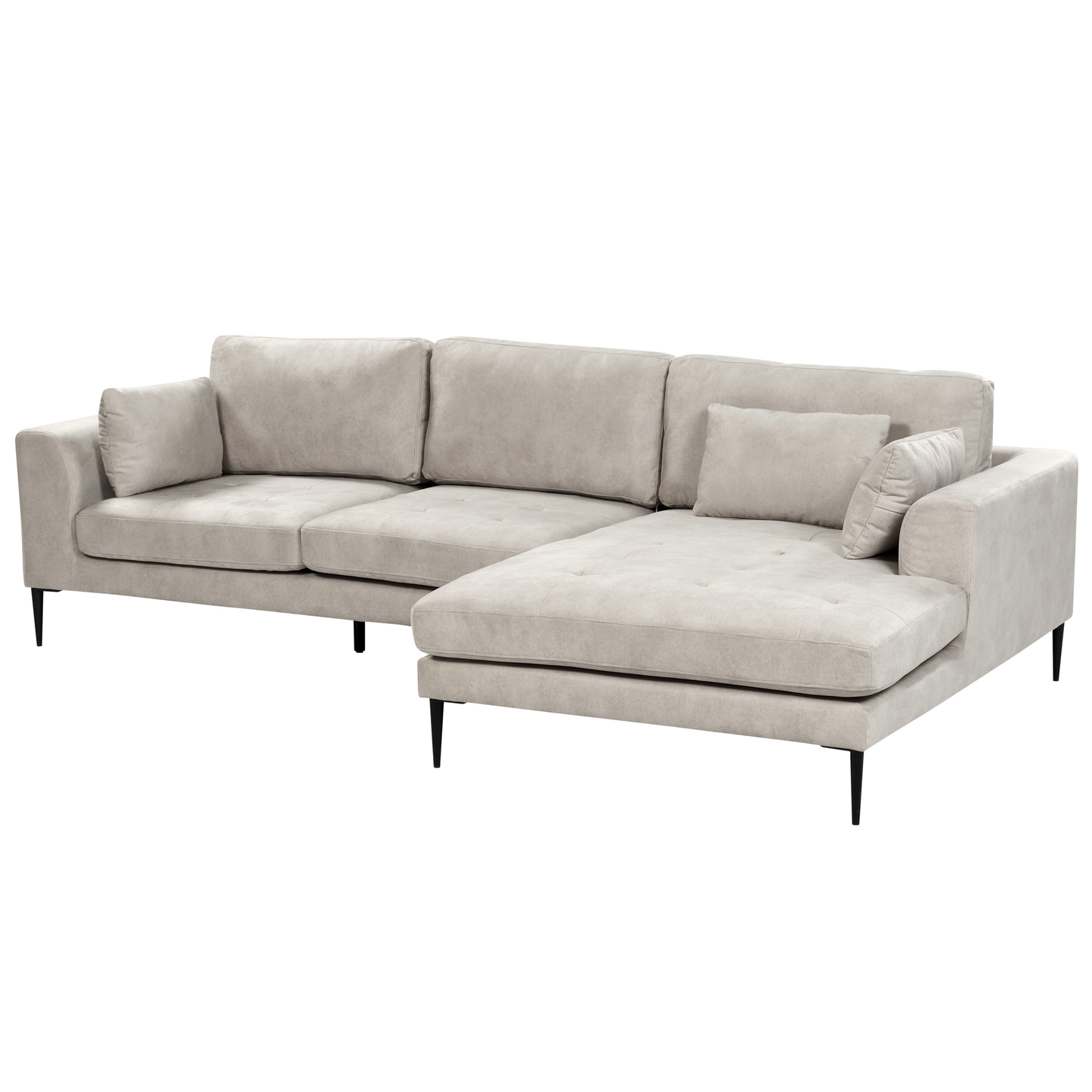 3-Sitzer Ecksofa Samtstoff hellgrau linksseitig FLAM