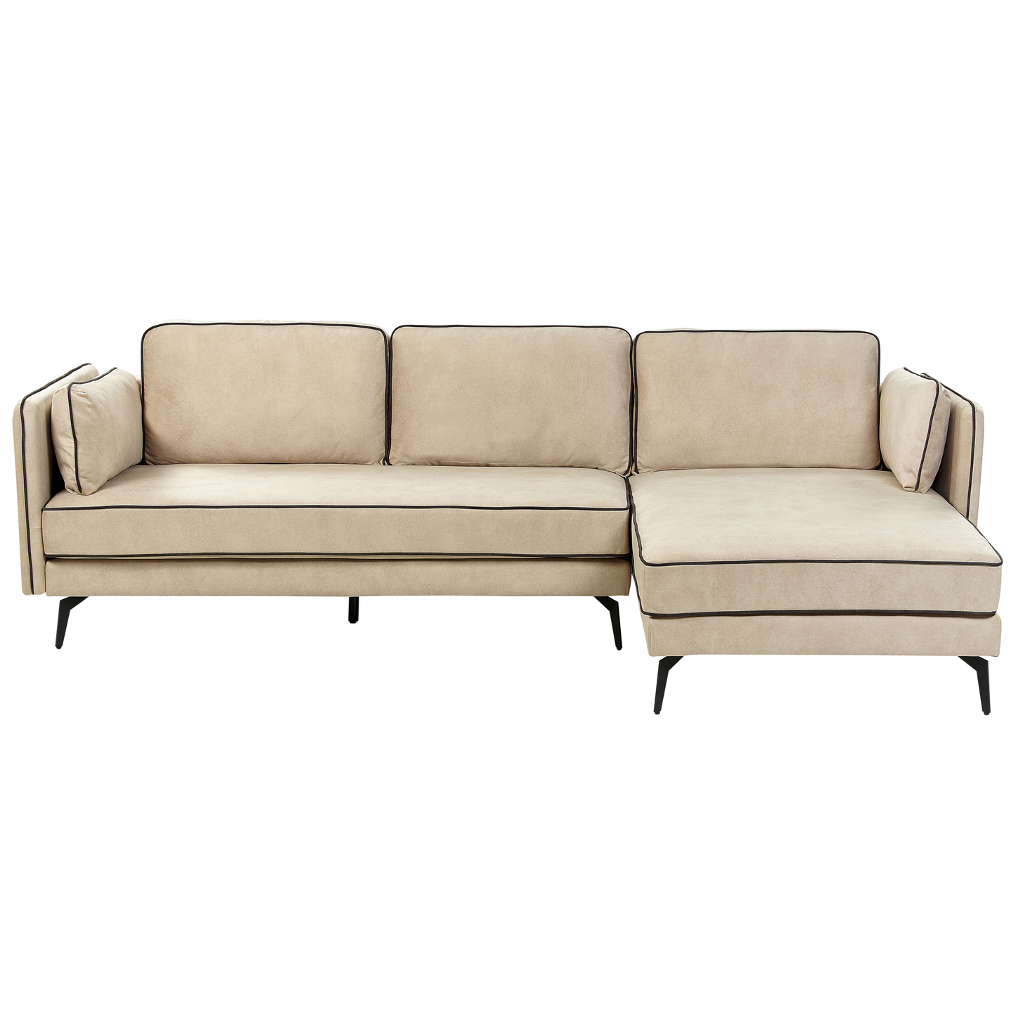3-Sitzer Ecksofa Samtstoff beige linksseitig ALTAN