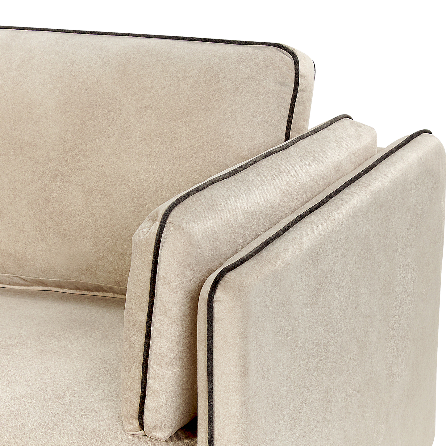 3-Sitzer Ecksofa Samtstoff beige linksseitig ALTAN