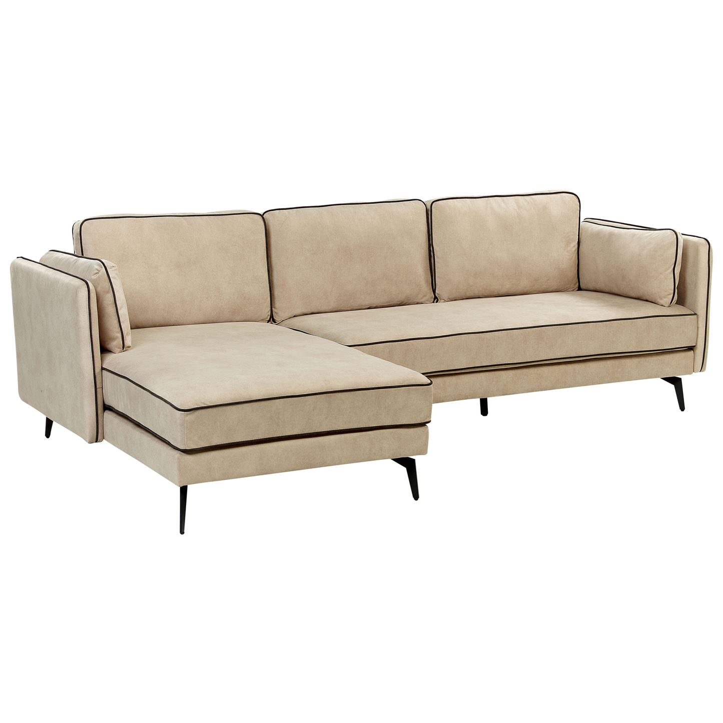 3-Sitzer Ecksofa Samtstoff beige rechtsseitig ALTAN