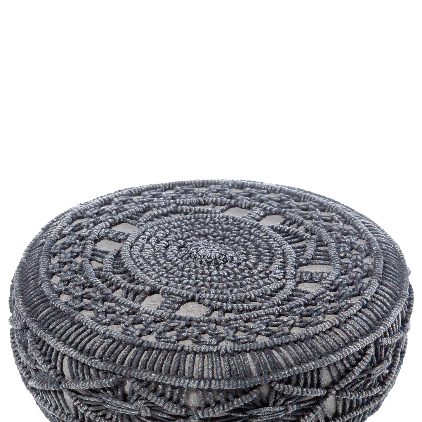 Hocker Makramee Baumwolle graphitgrau MUNDRA II