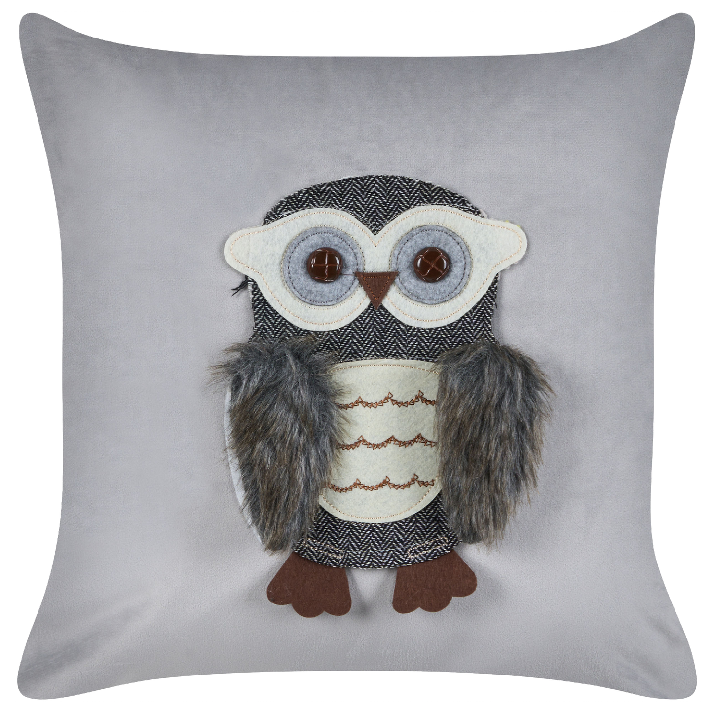 Dekokissen Samtstoff Eulenmotiv grau 45 x 45 cm 2er Set OPHRYS