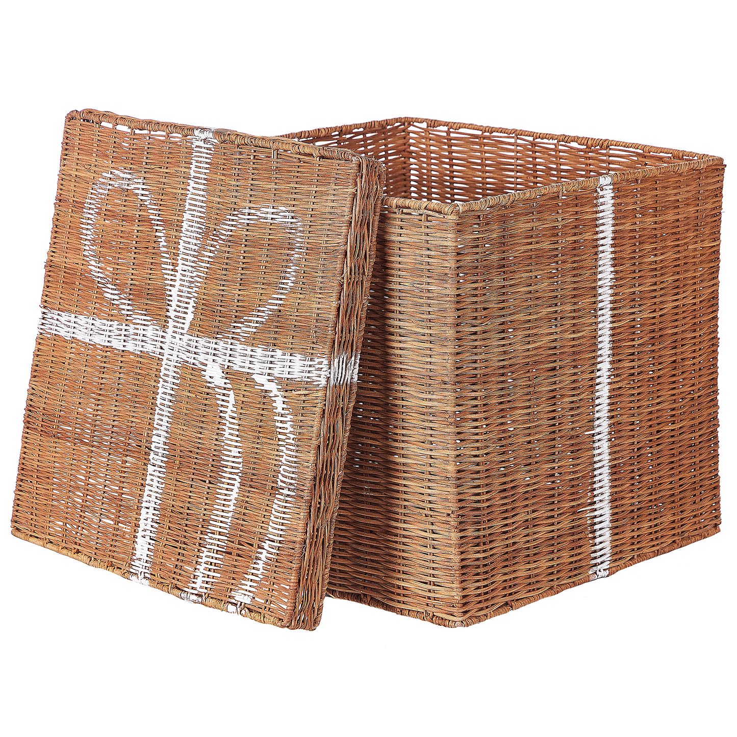 Aufbewahrungsbox Rattan braun / weiss 3er Set CADEAU