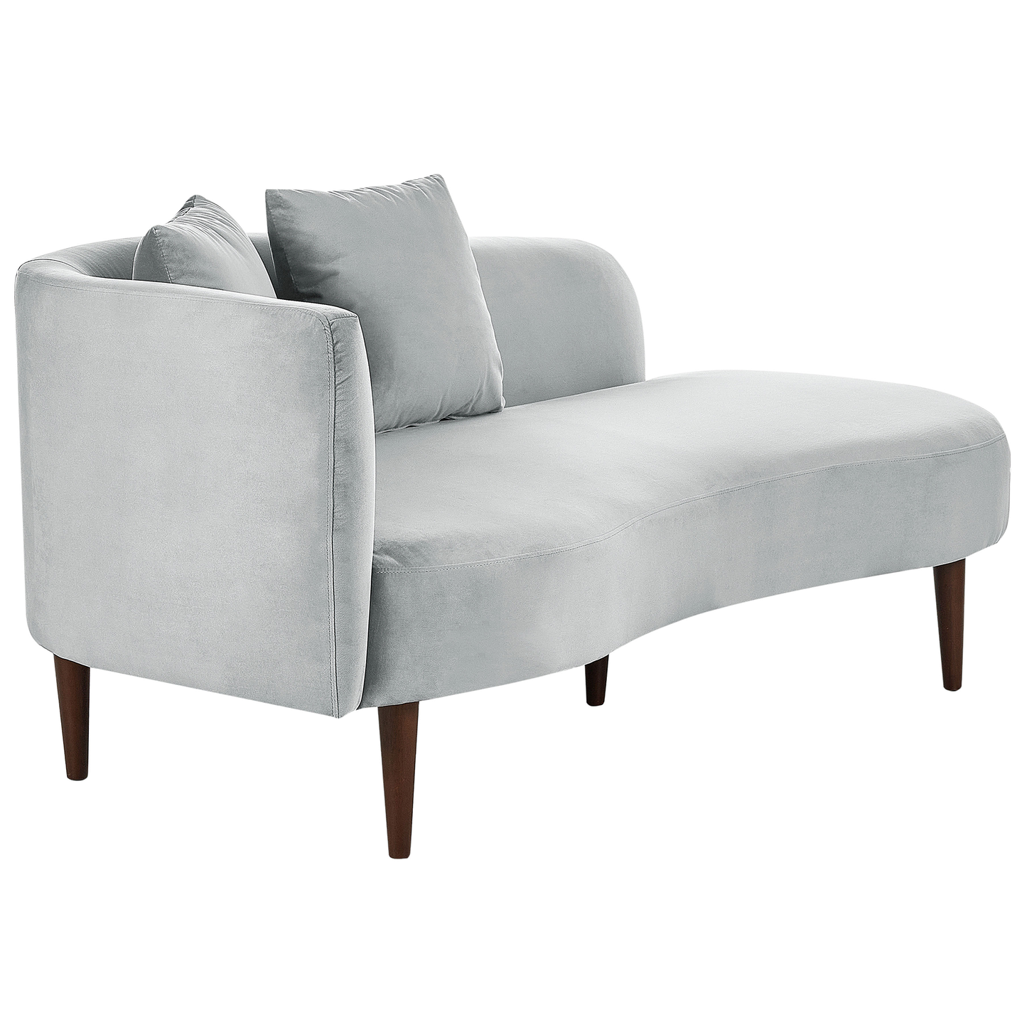 Chaiselongue Samtstoff hellgrau linksseitig CHAUMONT