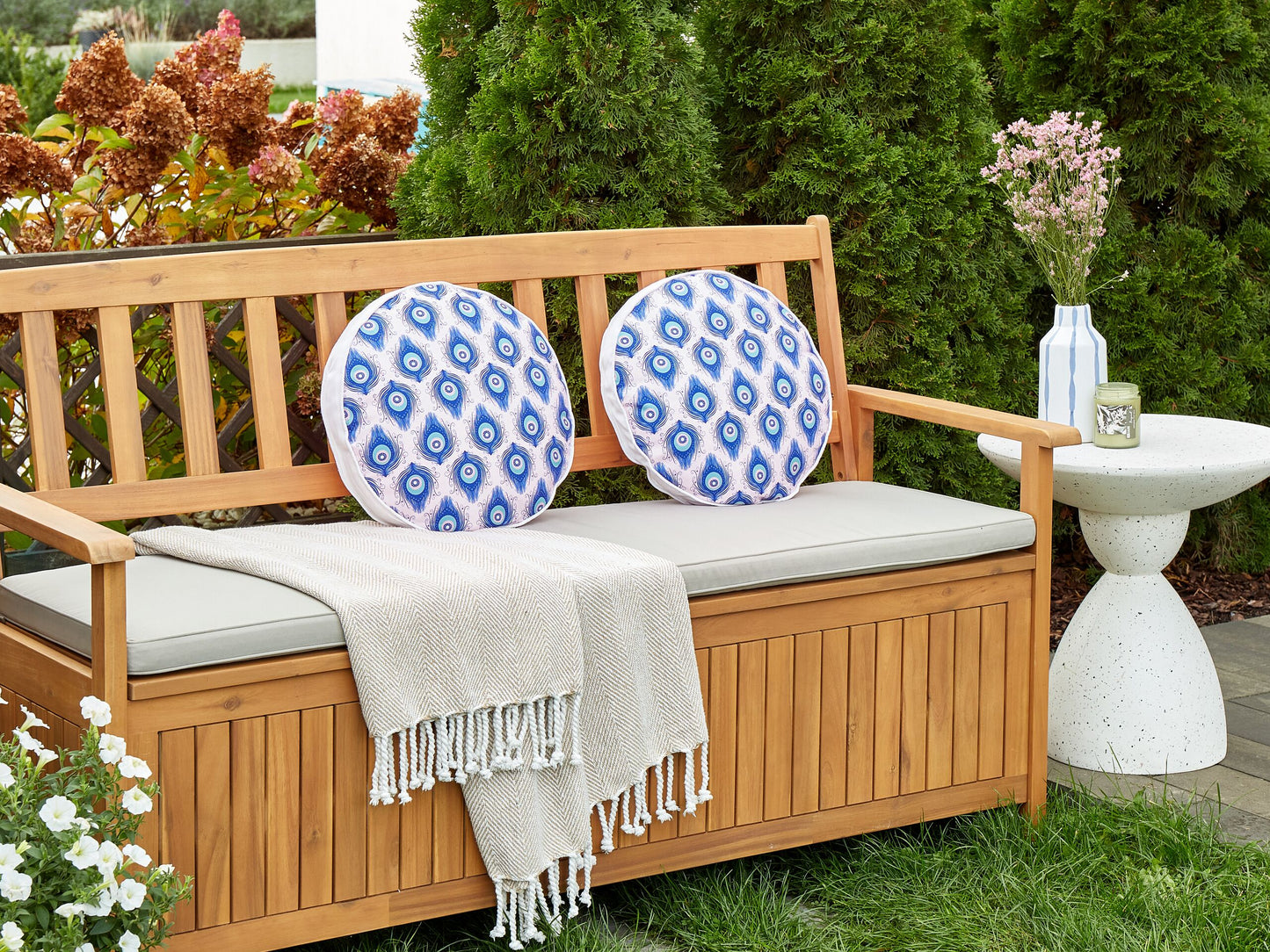 Gartenkissen 2er Set CERIANA Tiermuster 40 x 40 cm Blau
