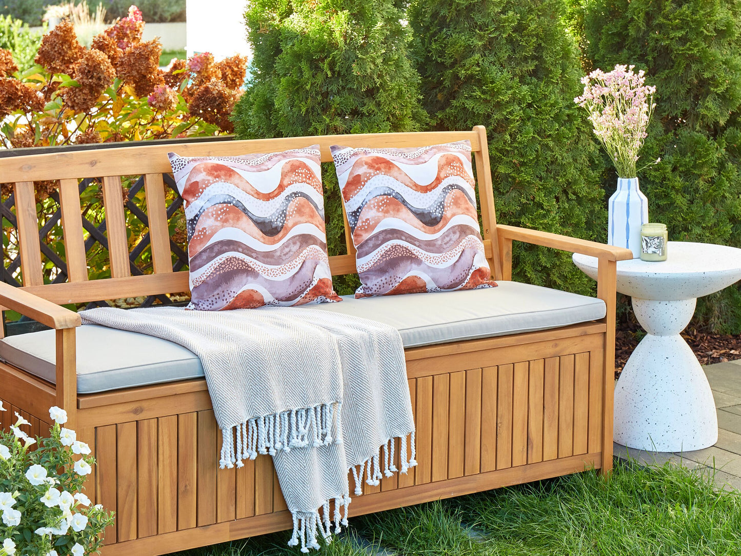 Gartenkissen 2er Set SEBORGA Abstraktes Muster 45 x 45 cm Braun
