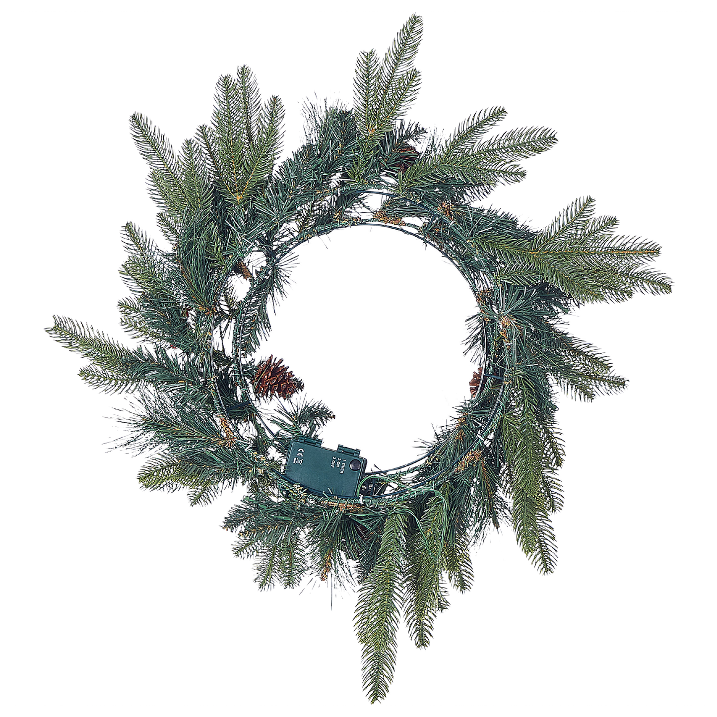 Dekokranz grün mit LED-Beleuchtung Zapfen ⌀ 50 cm WHITEHORN
