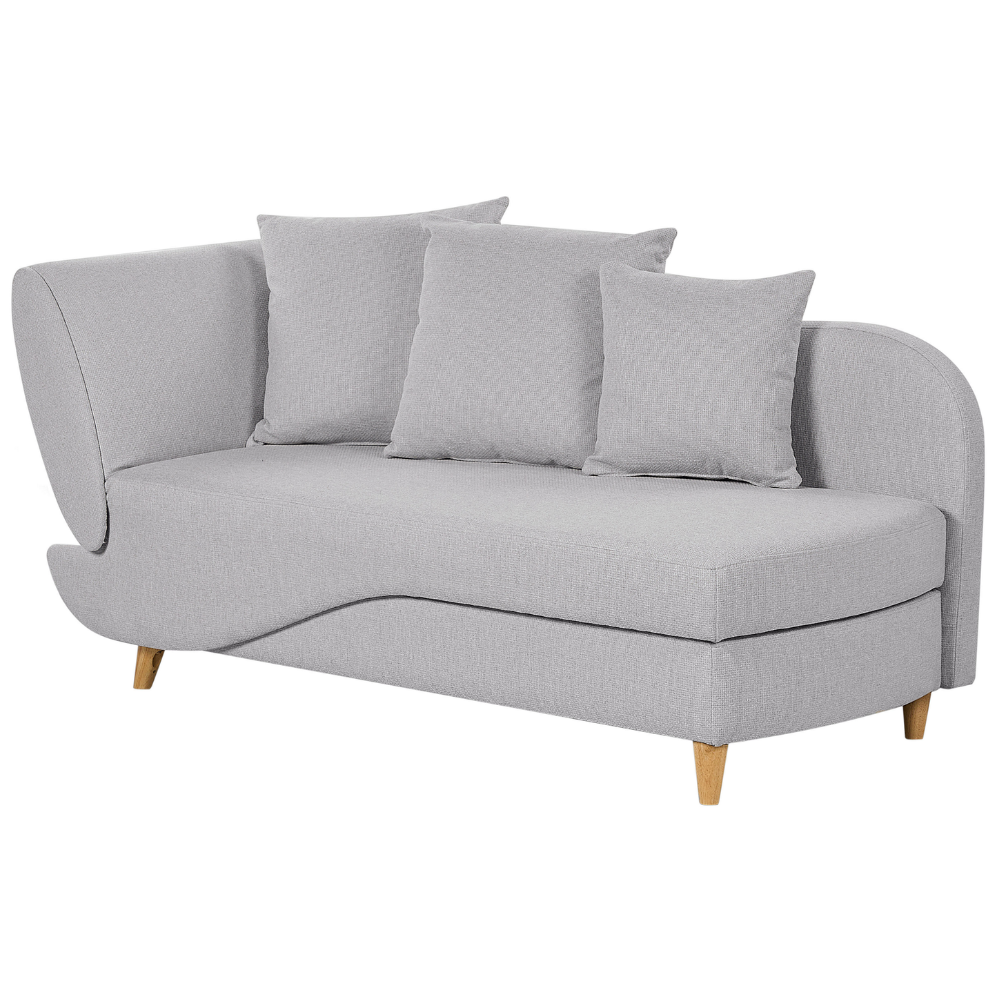 Chaiselongue Leinenoptik hellgrau mit Bettkasten linksseitig MERI II