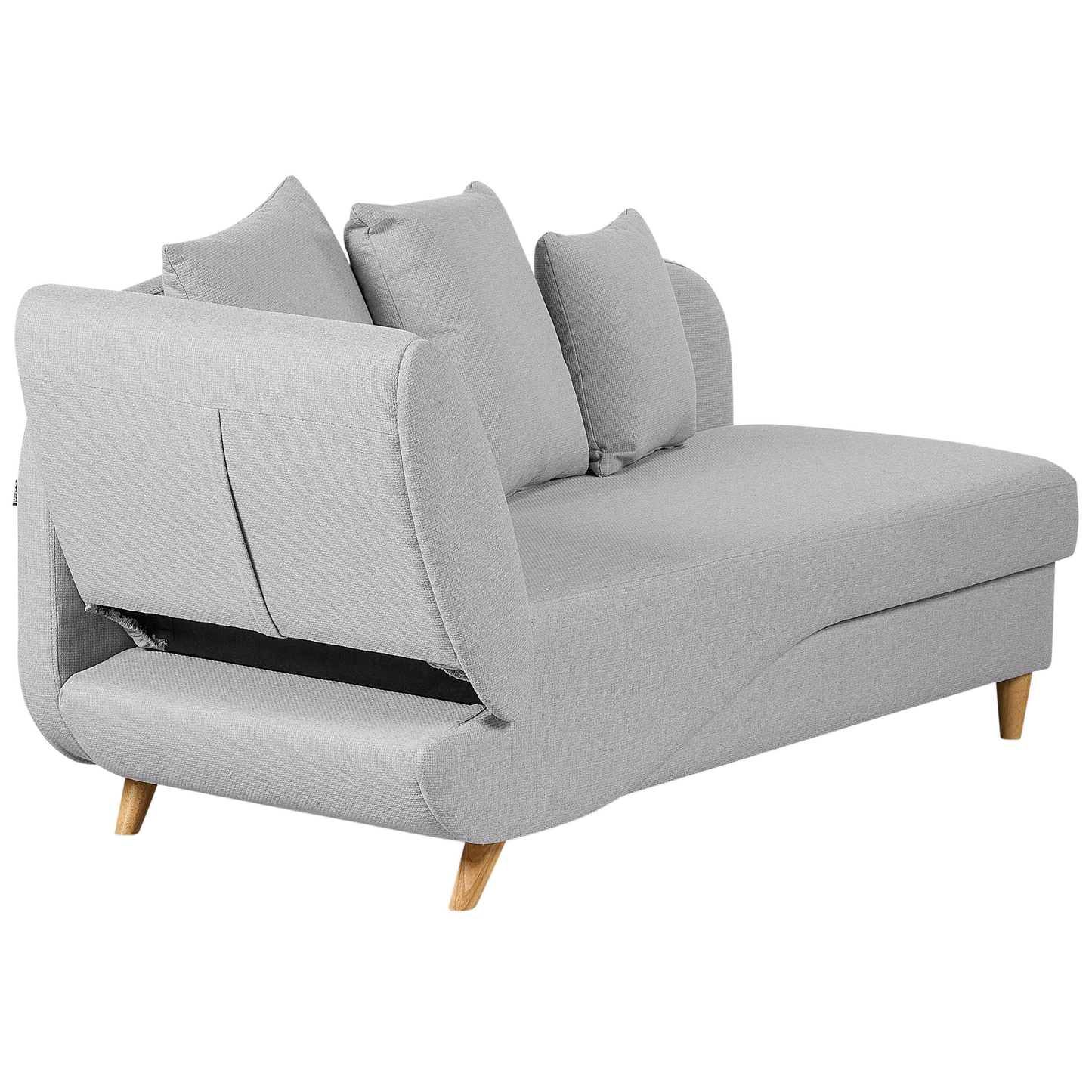 Chaiselongue Leinenoptik hellgrau mit Bettkasten linksseitig MERI II
