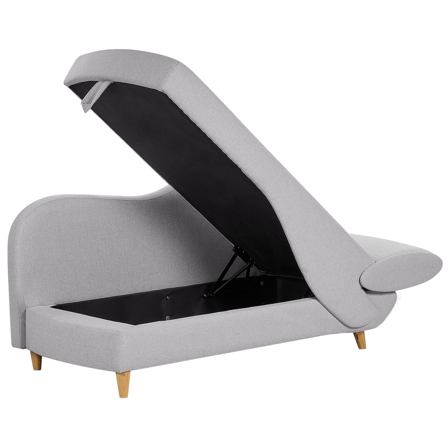 Chaiselongue Leinenoptik hellgrau mit Bettkasten rechtsseitig MERI II
