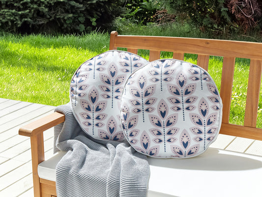 Gartenkissen 2er Set TORRETTA Pflanzenmuster 40 x 40 cm Creme