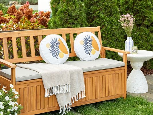 Gartenkissen 2er Set VIOZENE Pflanzenmuster 40 x 40 cm Weiss