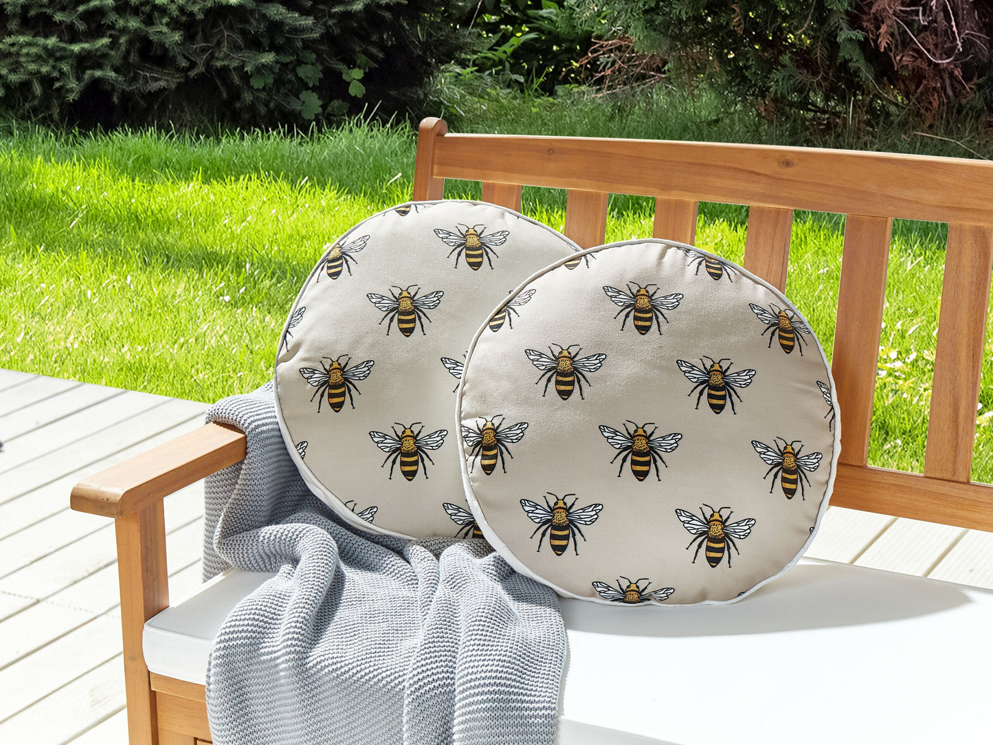 Gartenkissen 2er Set CANNETO Tiermuster 40 x 40 cm Beige