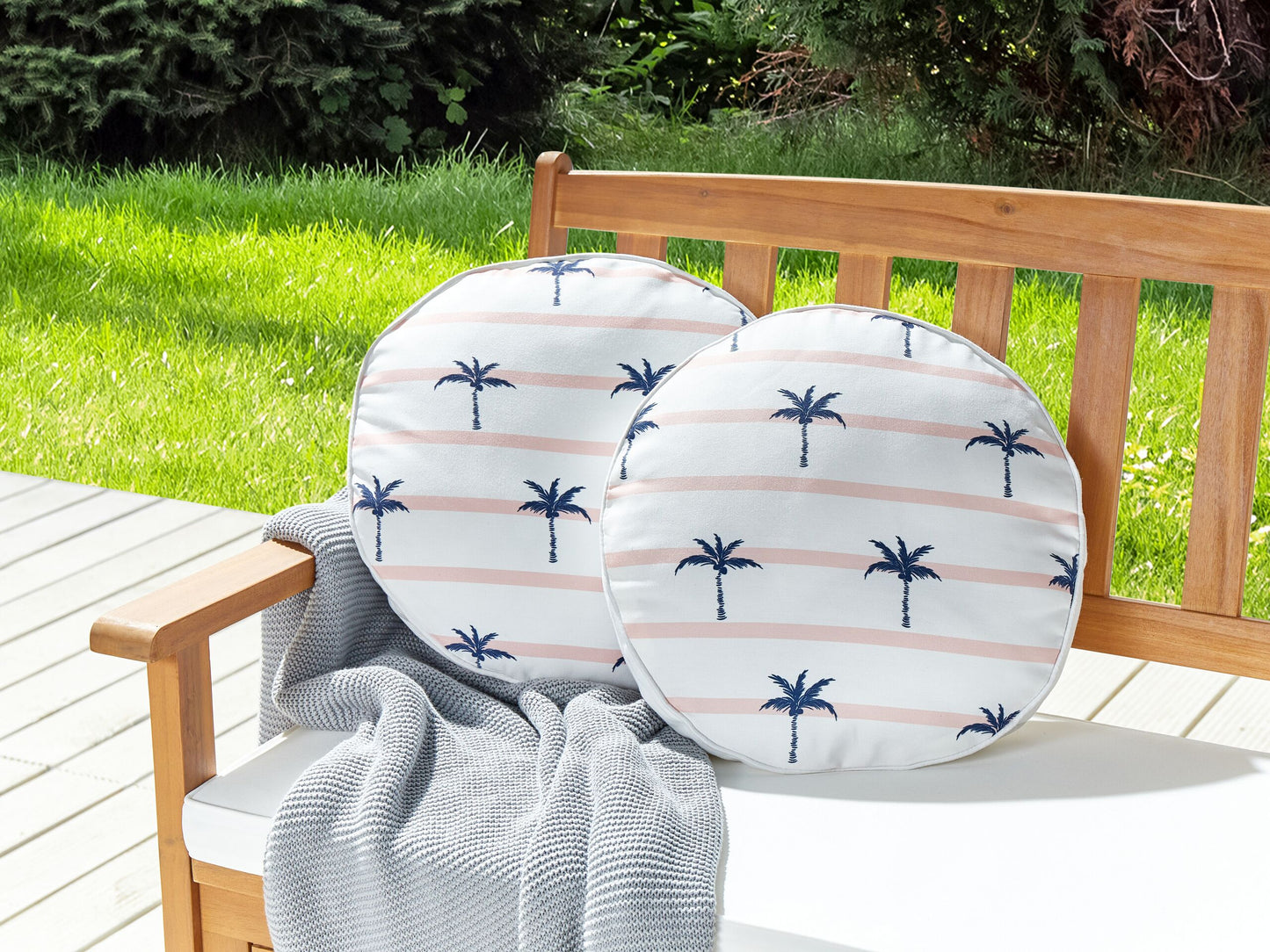 Gartenkissen 2er Set MOLTEDO Streifenmuster 40 x 40 cm Weiss