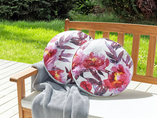 Gartenkissen 2er Set LANROSSO Blumenmuster 40 x 40 cm Rosa