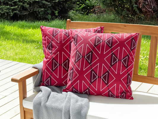 Gartenkissen 2er Set MEZZANO Geometrisches Muster 45 x 45 cm Rosa