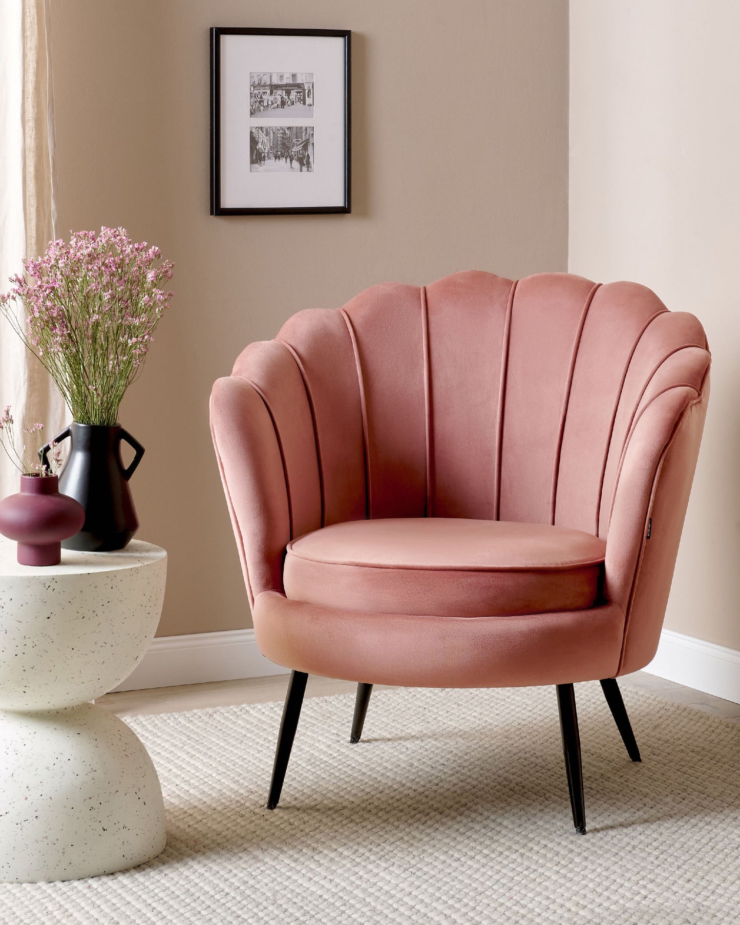 Sessel LOVIKKA Samtstoff Rosa