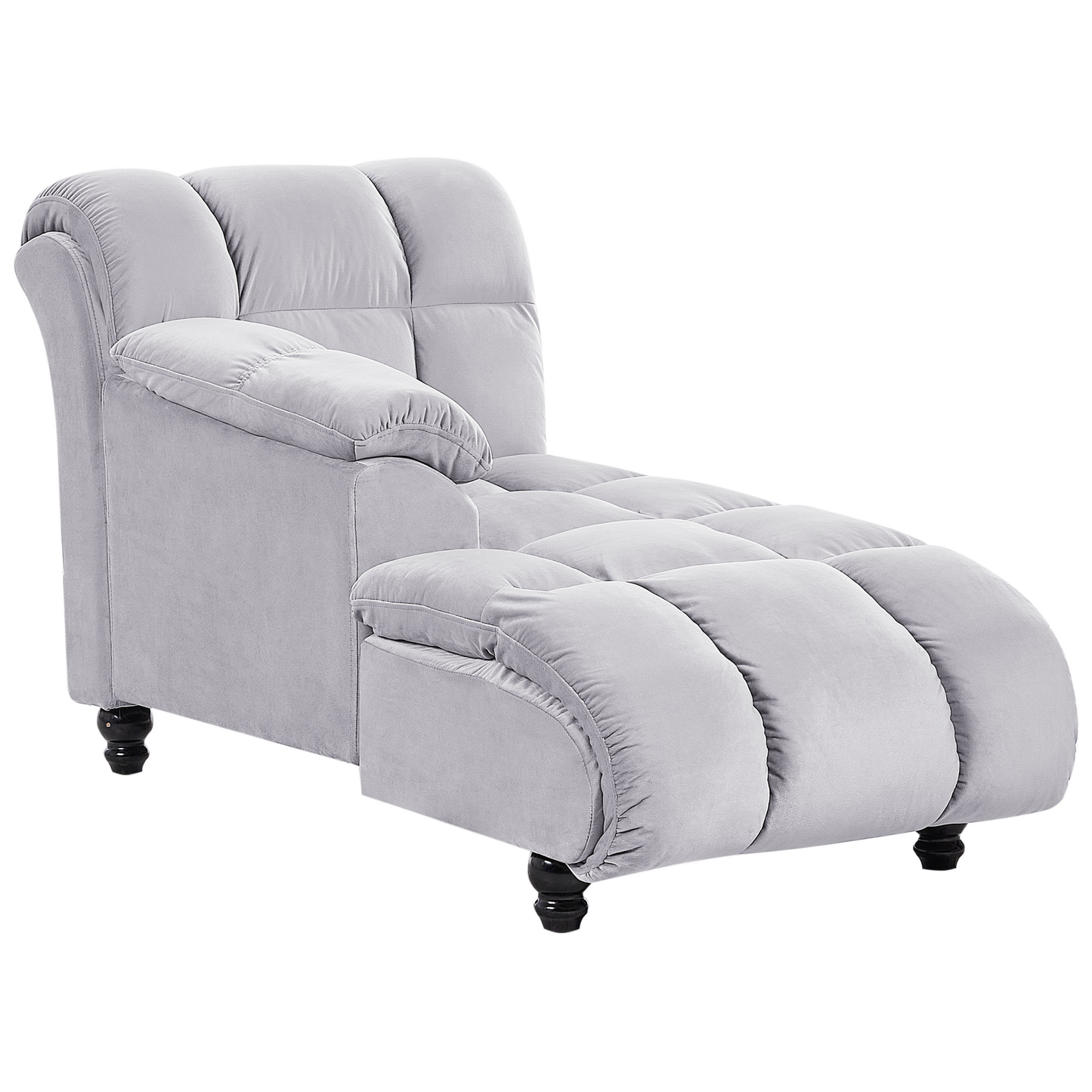 Chaiselongue Samtstoff hellgrau rechtsseitig LORMONT