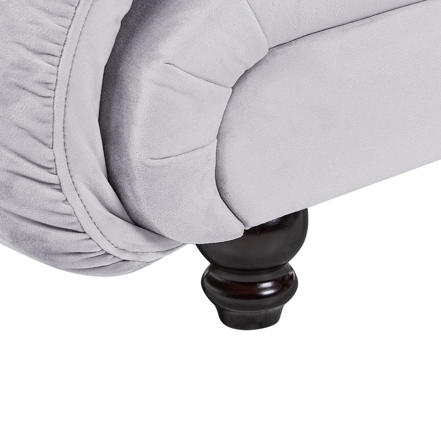 Chaiselongue Samtstoff hellgrau rechtsseitig LORMONT