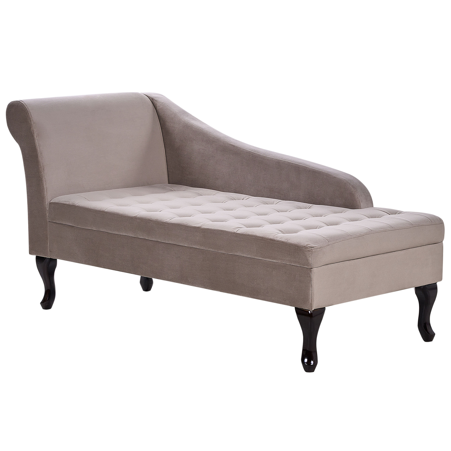 Chaiselongue Samtstoff taupe mit Bettkasten linksseitig PESSAC