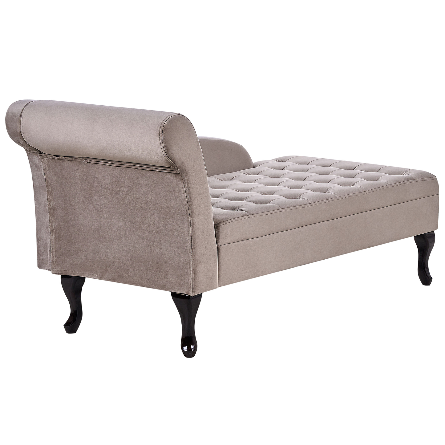 Chaiselongue Samtstoff taupe mit Bettkasten linksseitig PESSAC
