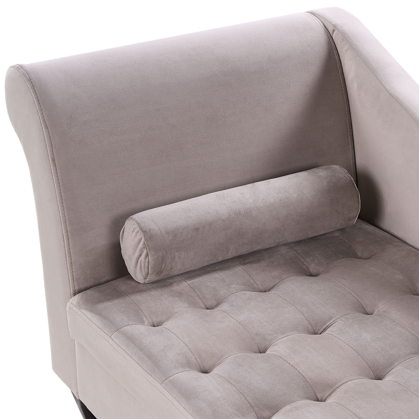 Chaiselongue Samtstoff taupe mit Bettkasten linksseitig PESSAC